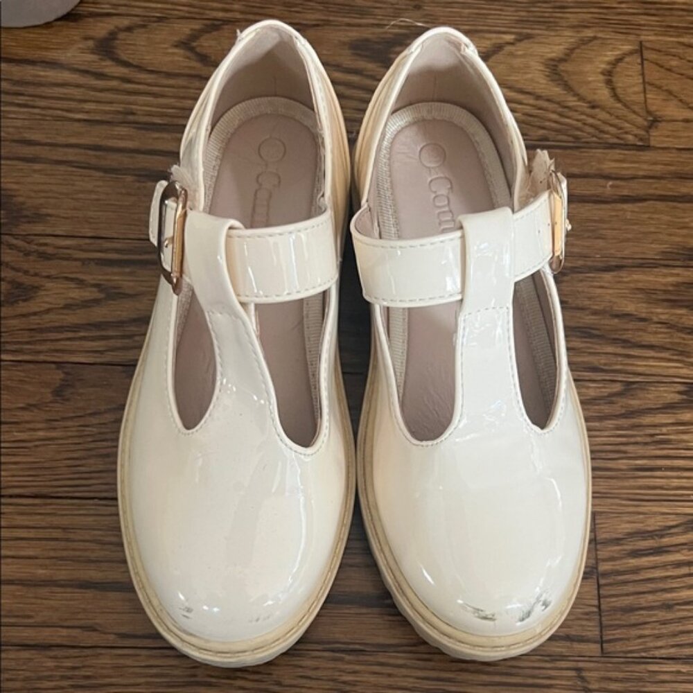 Cream Patent Leather Kids Shoes